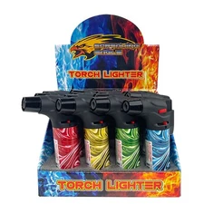 4 Pack Jumbo 4" Jet Flame Torch Gun Lighter Refillable Lockable Windproof Wave