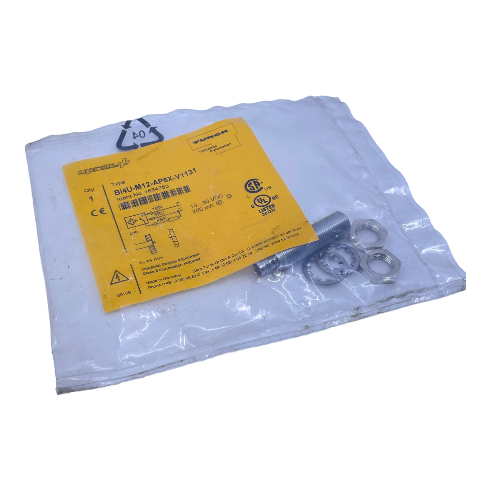 Turck Bi4U-M12-AP6X-V11131 Inductive Sensor 1634780 10…30V DC 200mA