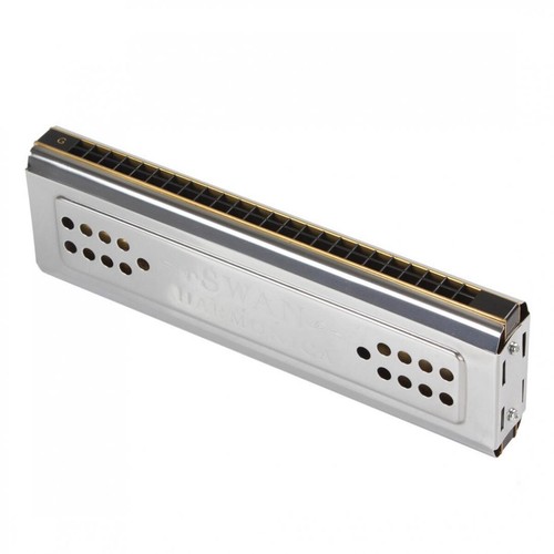 Professional Silver 24 Holes Double Sided C/G Key 2 Sides Mouth Organ Harmonica - Picture 5 of 6