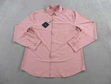 01 Algo Shirt Mens Large Pink Performance Button Up Airweight Commuter Stretch