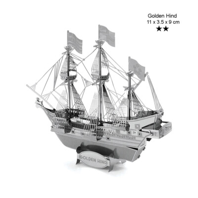 3D - Laser Metall Puzzle Golden Hind, Galeone, Konstruktionsspielzeug, Bausatz