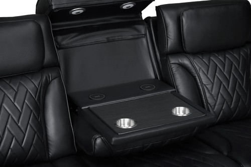 NEW Black Power Recliner & Adj Headrest 2PC Sofa Set Bluetooth Speaker - Picture 8 of 9