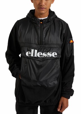 Black Ellesse Cagoule Ellesse Anorak Jacket Gazzo Retro Overhead