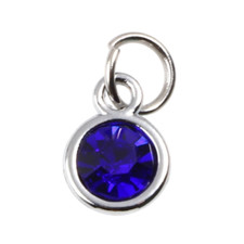 ❤ BIRTHSTONE Charms x5 Round Glass/Silver For Necklace/Bracelet/Earrings 14mm UK