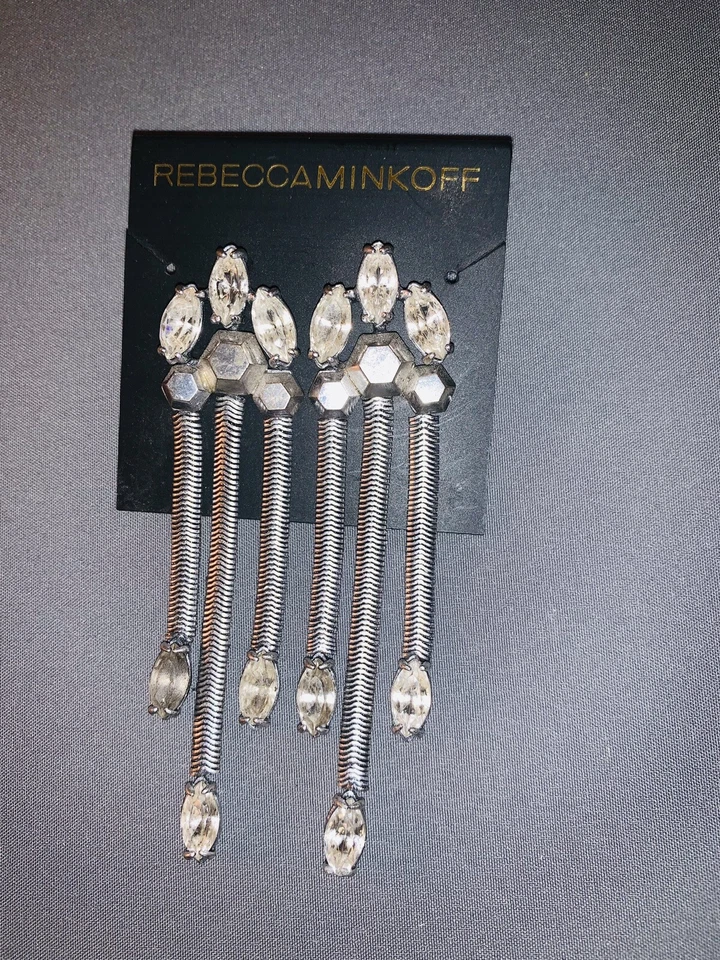 rebecca minkoff 3-tier Drop Sil. & Stones Earrings - Image 2 of 4
