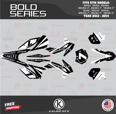 Graphics Kit for KTM 250XC-F, 350XC-F, 450XC-F (2013-2014) Bold - White Black