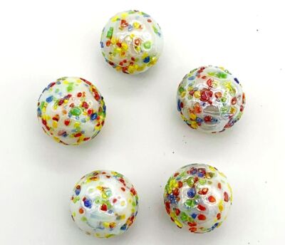 16mm Meteor II 5/8'' Player Glass Marble Pk 5 House of Marbles Multicolored Frit 