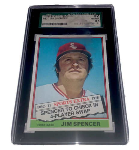 1976 TOPPS TRADED #83T JIM SPENCER WHITE SOX SGC 92 NMNT/MNT 8.5 - Picture 1 of 5