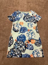 J.Crew Green Blue Floral Shift Dress 4 Short Sleeve