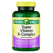 Spring Valley Super Vitamin B-Complex Tablets Dietary Supplement, 250 Count