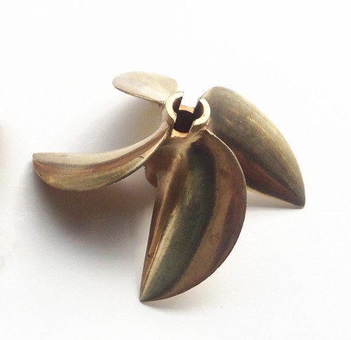 1 pair propeller 26cc brass prop 6717 1/4" shaft 4 blade 67mm For OD RC boat 836 - Photo 6/9