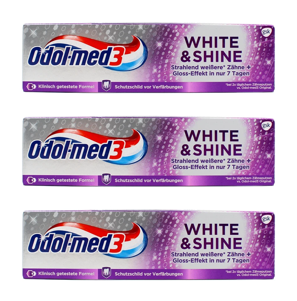 Odol-med3 White & Shine Zahnpasta Zahncreme , 3x75ml EAN5054563104144