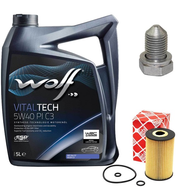 MotoröL Set 5W40 5 Liter + ÖLfilter + Schraube FüR Audi A3 Seat Skoda VW Passat-image