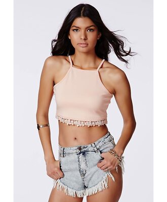 Haut Court Missguided Bordeaux Avec Nouage Devant - Taille 4, Neuf Avec étiquette