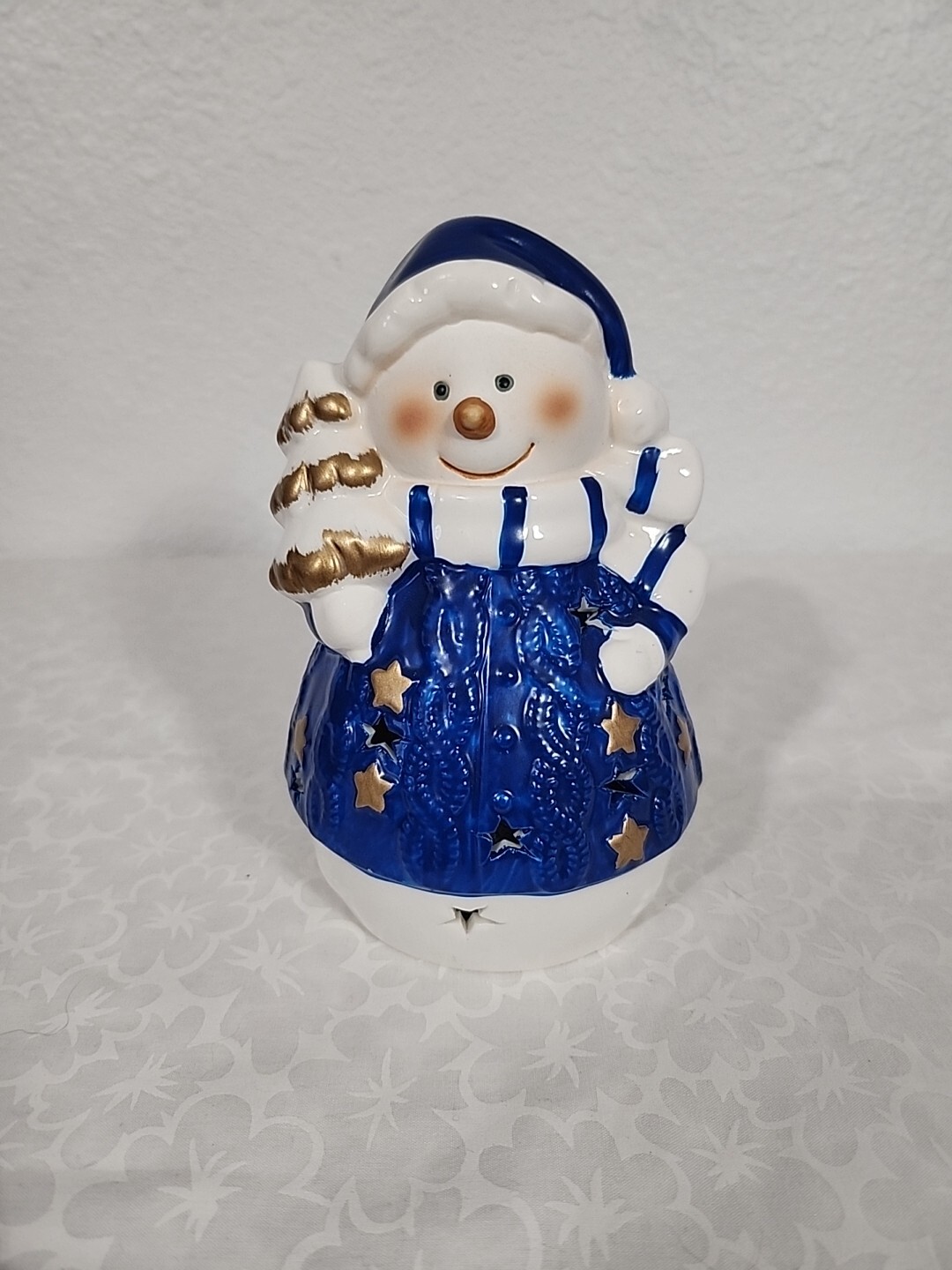 Porcelain Light Up Snowman Christmas Decoration with 2 Settings