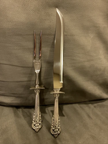 Grande Baroque by Wallace Sterling Silver 2 Carving Knife and Fork Set
