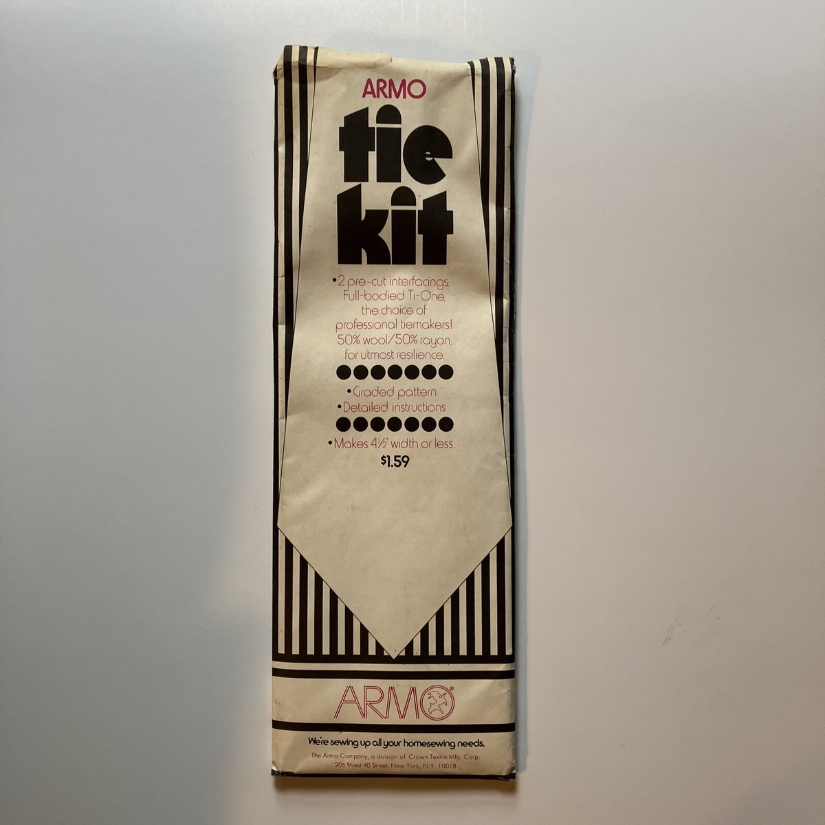 Vintage Armo Mens Neck Tie Pattern Handmade Sew-It-Yourself Kit