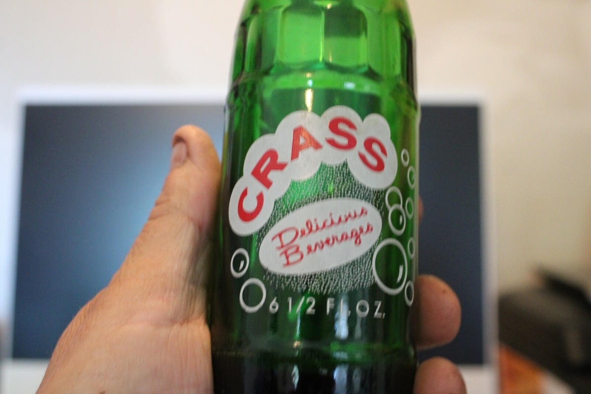 Vintage 6 1/2 oz. Green ( CRASS ), Beverage Bottle, Item # A