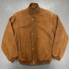 Vintage Saks Fifth Ave Golden Bear Suede Nubuck Leather Jacket Zip USA Tan M