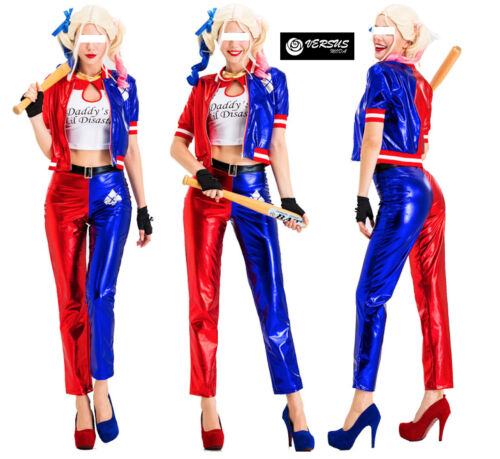 Simil Harley Queen Suicide Squad Vestito Carnevale Cosplay Woman Costume SQA003B - Afbeelding 1 van 8