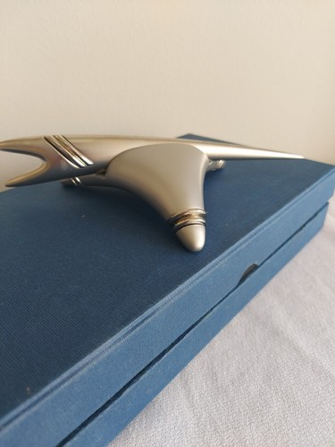 Set scrivania moderna acciaio inox nuovo metà secolo apri lettere e supporto nuovo con scatola - Foto 5 di 6