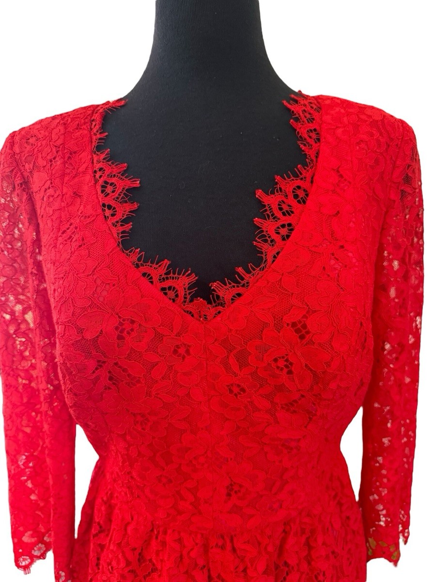 vintage evening dresses lace MACloth V Neck Chiffon Lace Coral Long Prom Dress Vintage Formal Evening Gown Custom Color / Above Knee / US6
