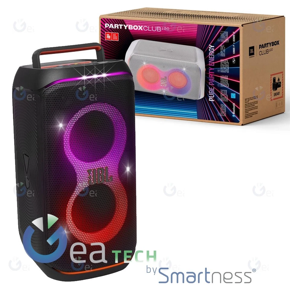 JBL PARTYBOX CLUB 120 SPEAKER BLUETOOTH PORTATILE EFFETTI LUCE IPX4 SPLASHPROOF