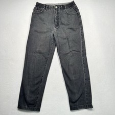 Vintage Lee Originals Womens Elastic Waist Black Mom Jeans Made In USA 29x26