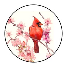 30 1.5" BIRD CARDINAL FAVOR LABELS ROUND STICKERS ENVELOPE SEALS