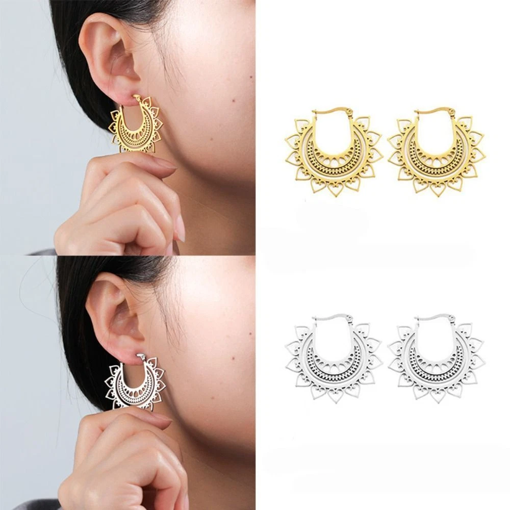 Mandala hoop earrings sale