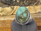 Vintage Native Navajo Sterling Silver Large Turquoise Stone Ring sz 9.5--1117.26
