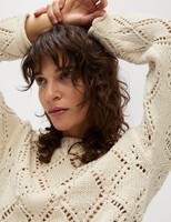 Marks & Spencer Womens Beige Cotton Crew Long sleeved Jumper - M&S