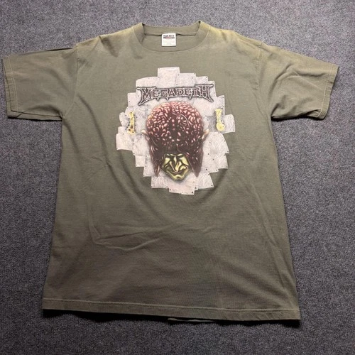Rare Megadeth Shirt Mens XL Green North American Tou 1990s vintage concert t-shirt, vintage, size XL, single stitch, B+ condition
