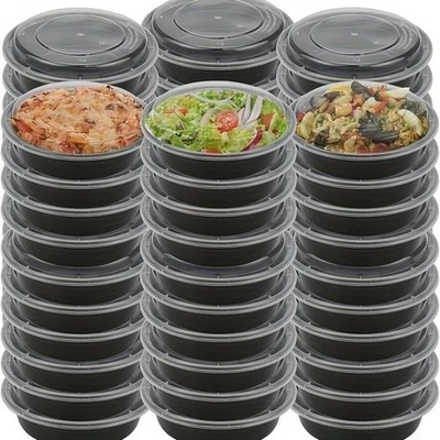 16oz BPA-Free Disposable Meal Preparation Containers,  Storage Bowls with Lids,