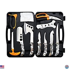 KNINE OUTDOORS 12-Piece Portable Deer Hunting Knife Set - Field Dressing Kit