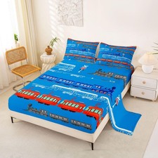 Cartoon Car Sheet Set for Kids Boys Girls Vintage Car Sheets with Deep Pocket...