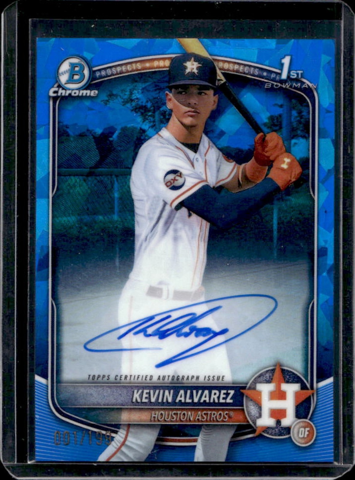 2025 Bowman Chrome Sapphire Kevin Alvarez Auto 1st Prospect #/199 Astros