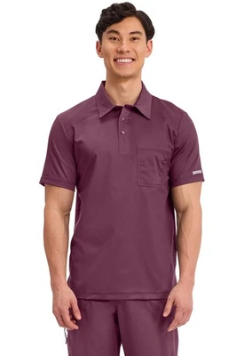 Cherokee Workwear Scrubs Men WW Revolution Polo Shirt WW615 WIN Wine Free Ship - Image 1 of 4
