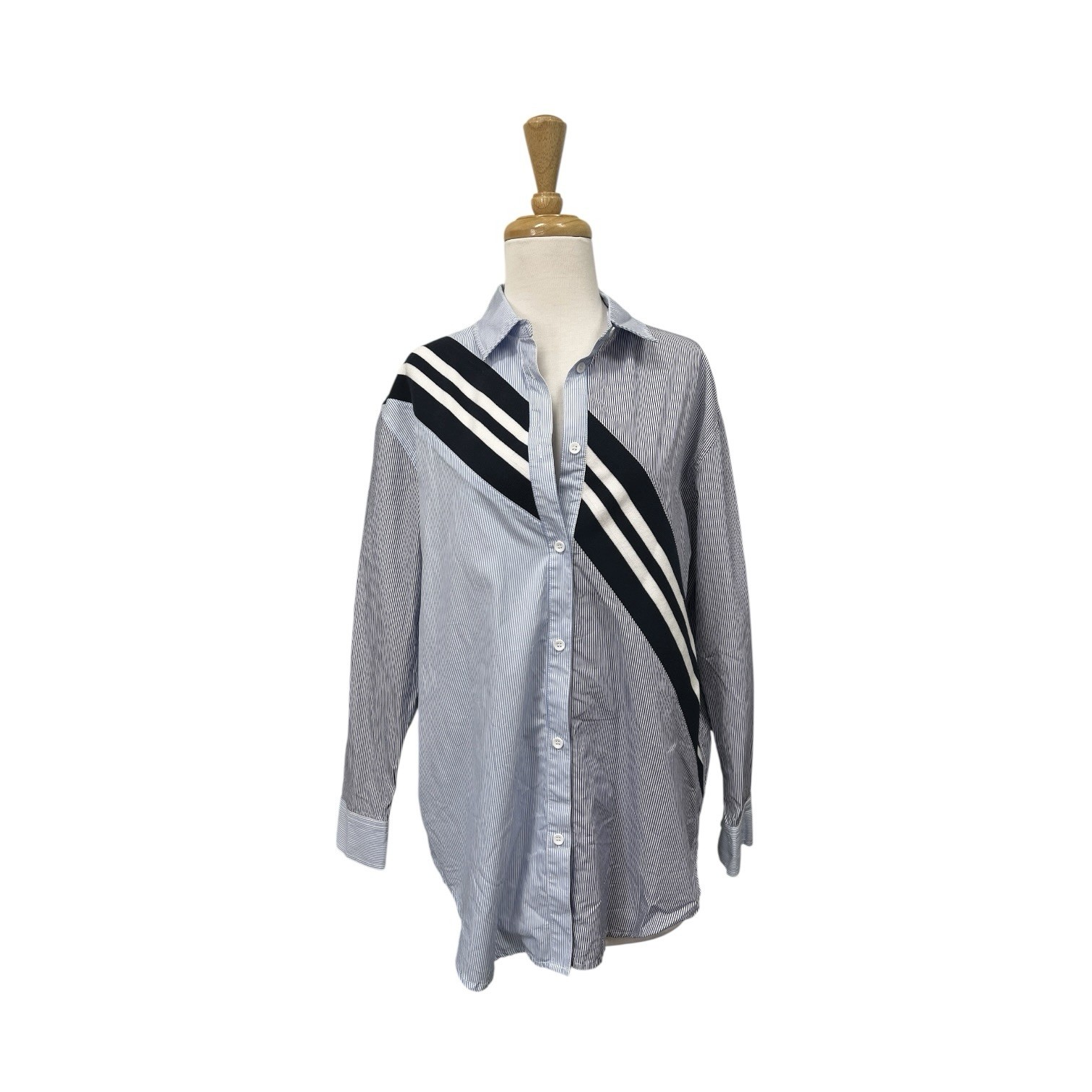 Solid & Striped Oxford Striped Button Front Top B… - image 1