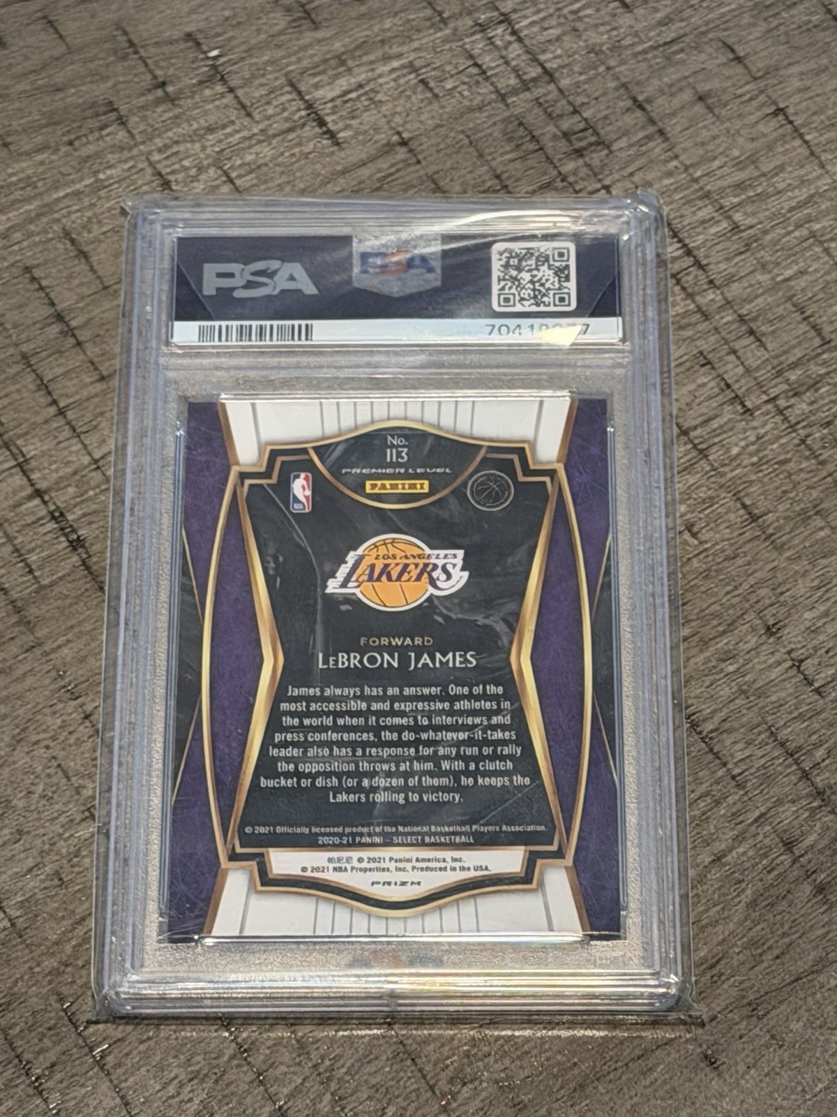 2020 Select Premier Level LeBron James #113 Red White Orange Flash Prizm PSA 9