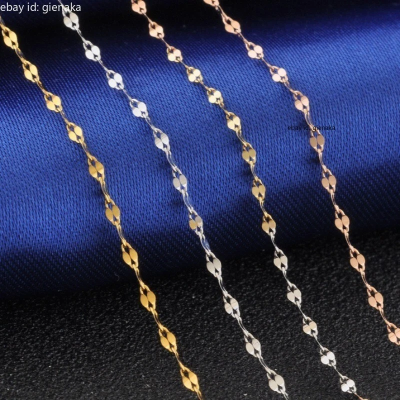 Collar de eslabones de cadena de labio beso Au750 puro oro amarillo sólido de 18 quilates para mujer de 17,7 pulgadas Foto 3 de 4