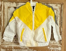 Toddler Girls Outerwear Hooded Full-Zip Windbreaker - Yellow/White/Gray - 2T