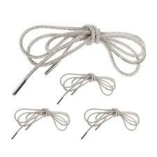 4 Pcs Round Shoe Laces White Rhinestone Cord Rope Drawstring Replacement