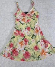 Forever 21 Fit & Flare Mini Dress Womens S Yellow Floral Print Spaghetti Strap