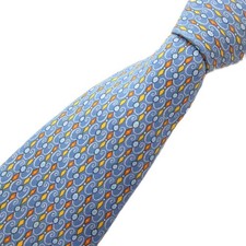 HERMES regular tie all over pattern logo silk blue AE GY47 men s