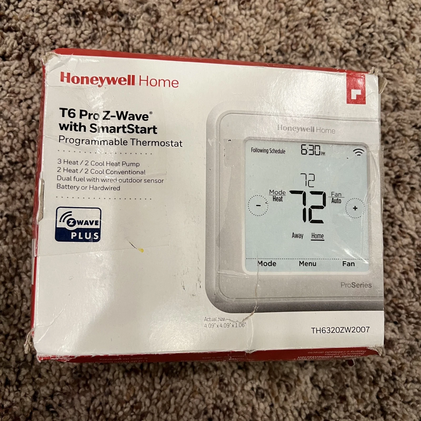 Honeywell T6 Pro Z-Wave SmartStart Programmable Thermostat (TH6320ZW2007)