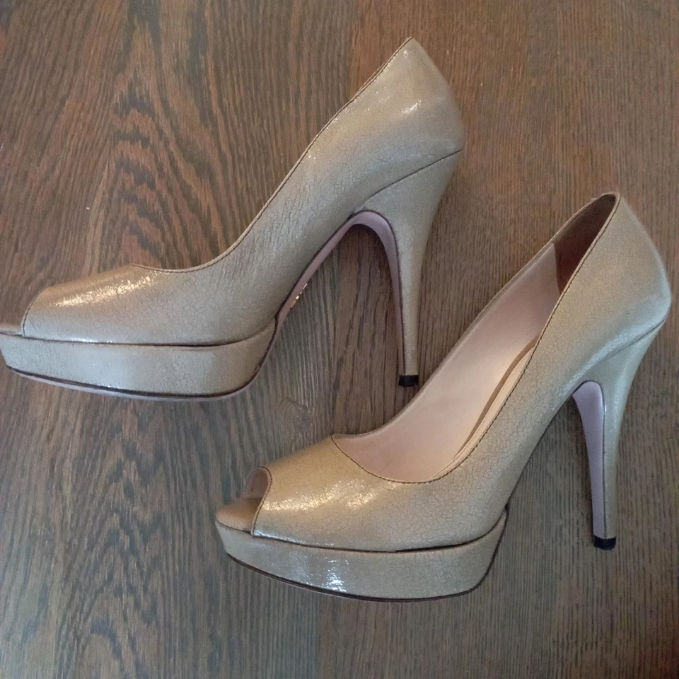 Prada Chaussures Escarpins Femme Cuir Vernis Beige T38 - Photo 2/4