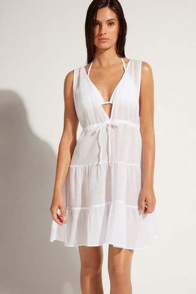 Women Calzedonia Dress White Cotton 38 / M / 46