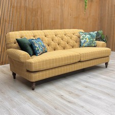 Dunelm 'Canterbury’ 4 Seater Sofa Check Oatmeal Patterned Fabric Button Back NEW