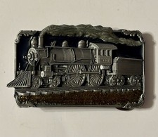Train Locomotive Belt Buckle Coated Pewter H-40 USA Vintage 1986 Siskiyou